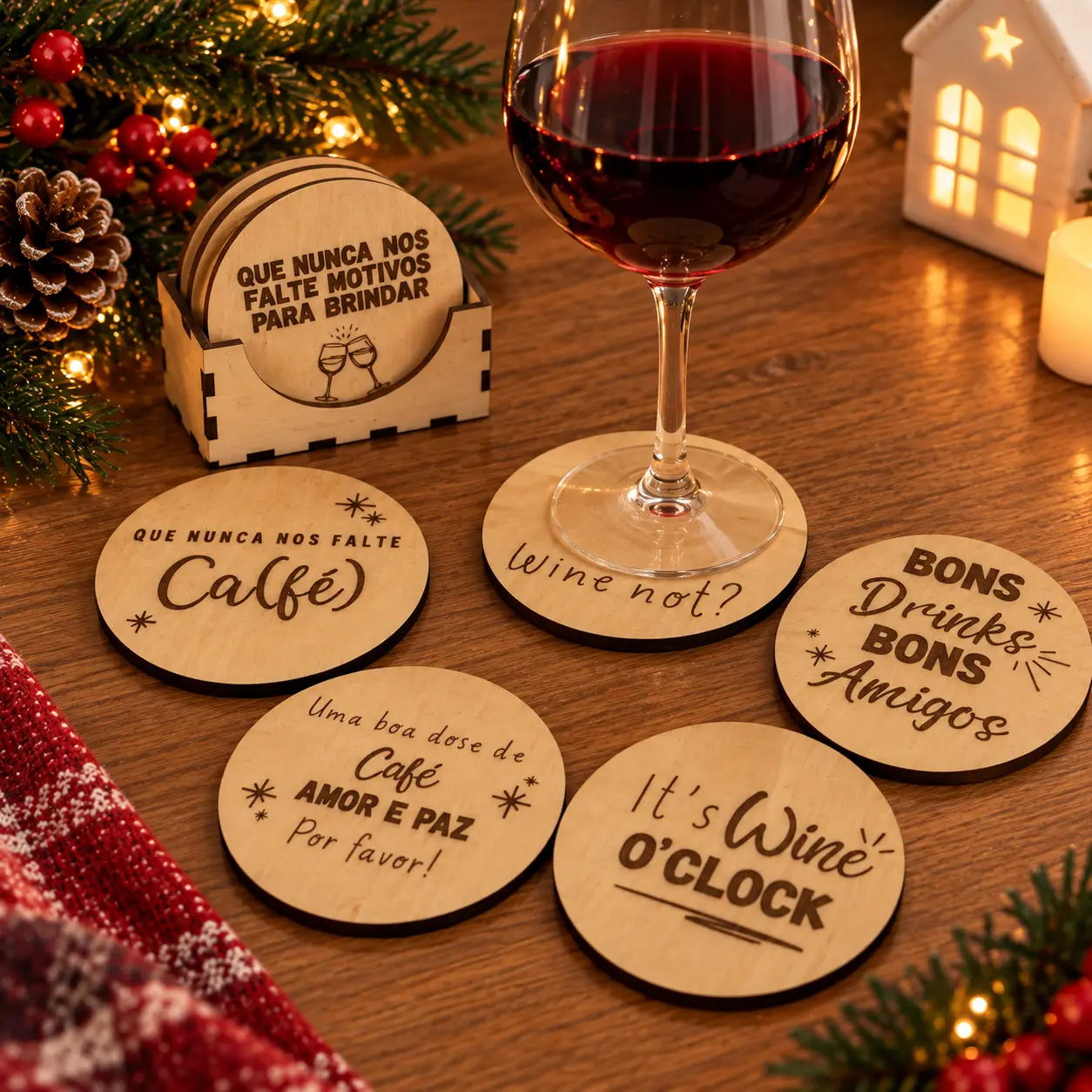 Conjunto de bases de copo edição de Natal