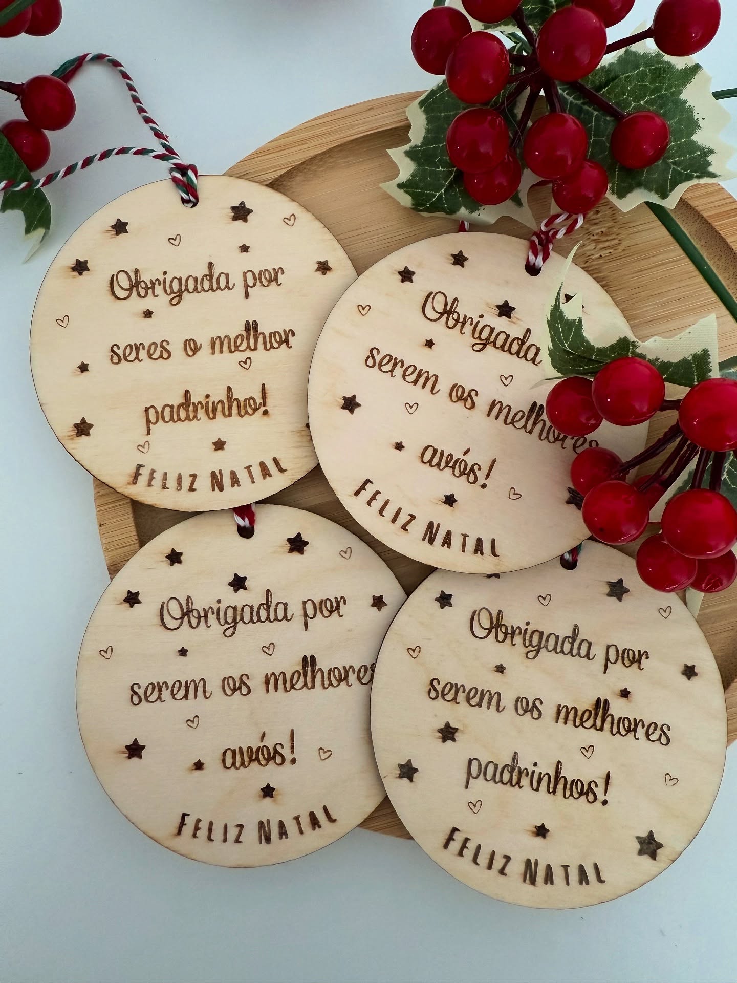 Enfeite de Natal com mensagem personalizada