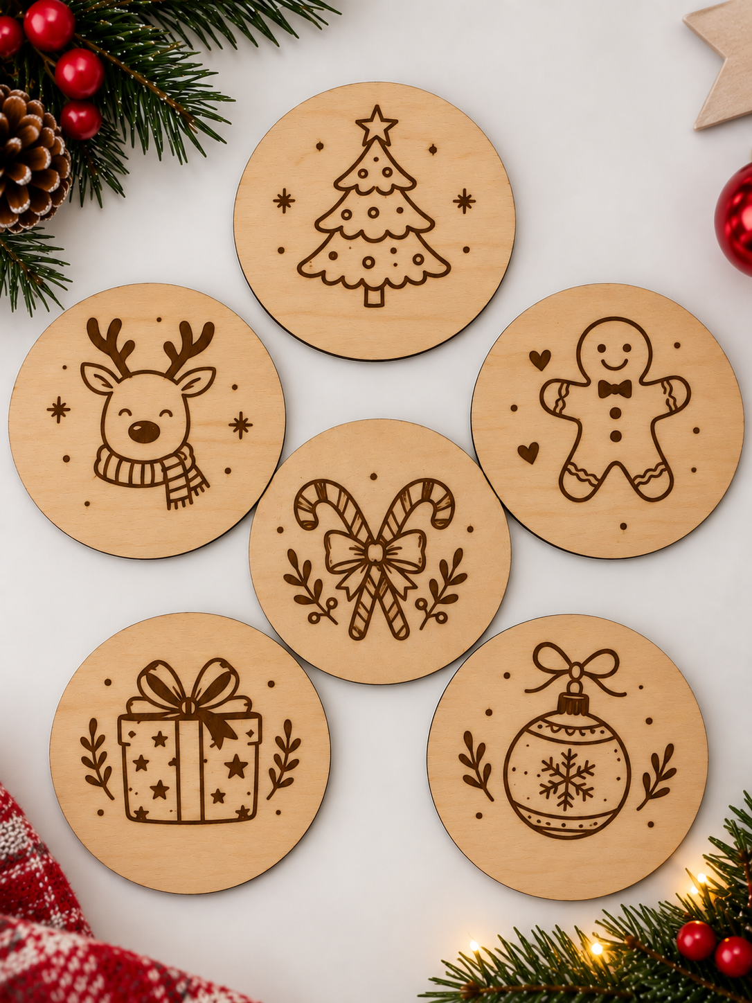Conjunto de bases de copo edição de Natal