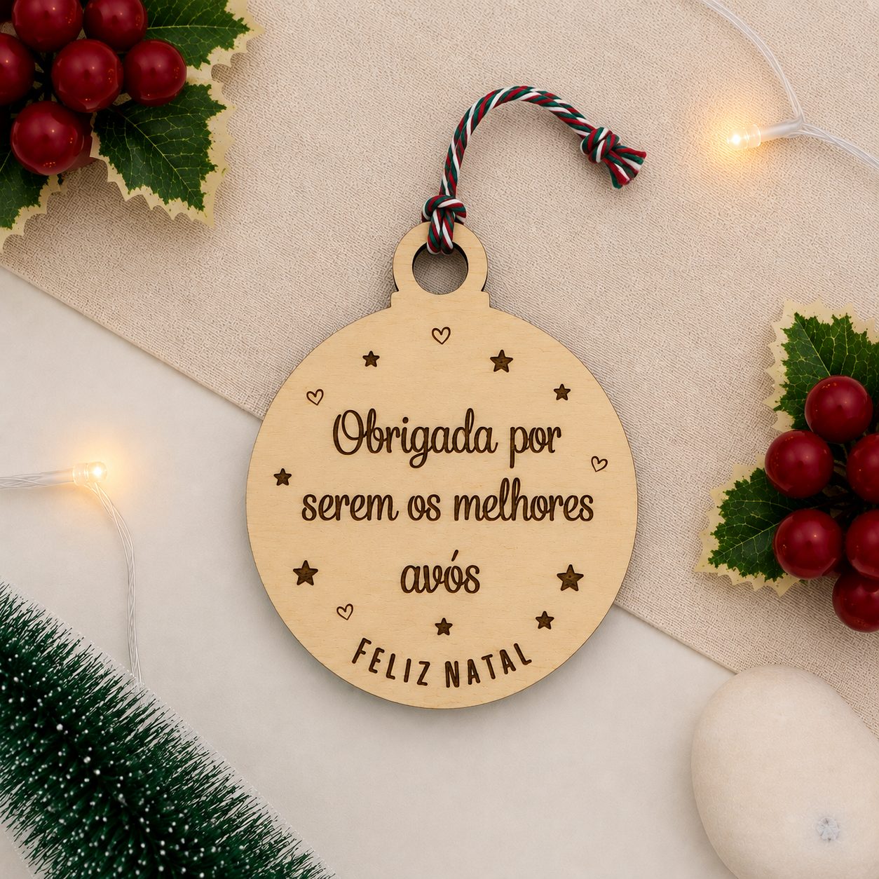 Enfeite de Natal com mensagem personalizada