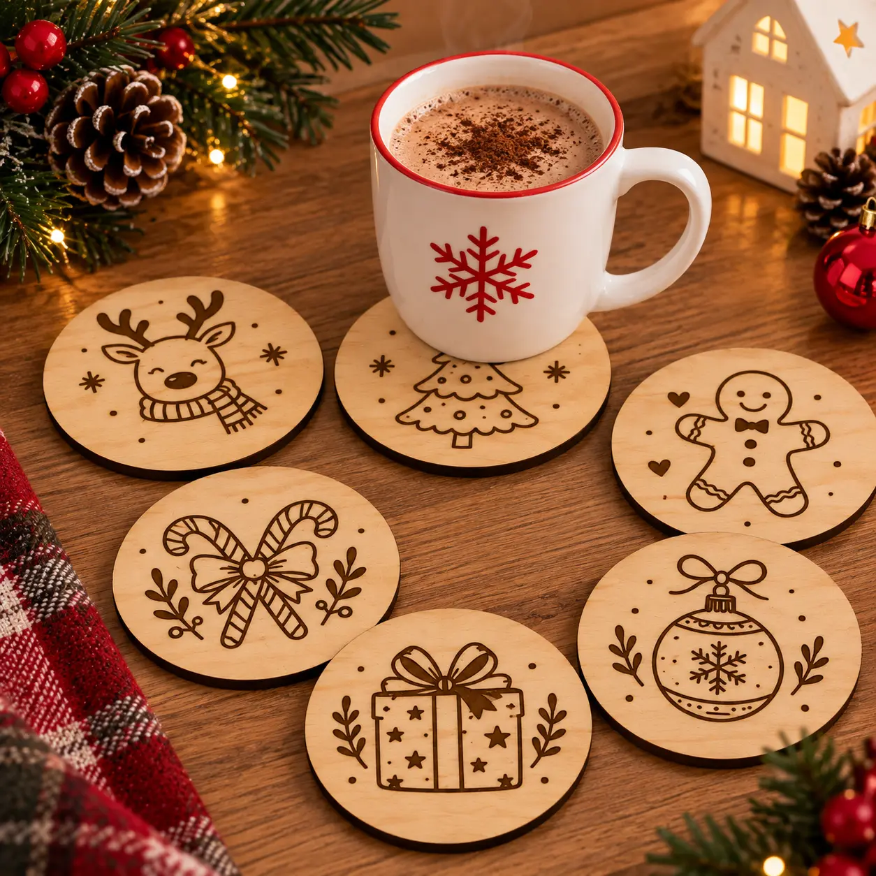 Conjunto de bases de copo edição de Natal