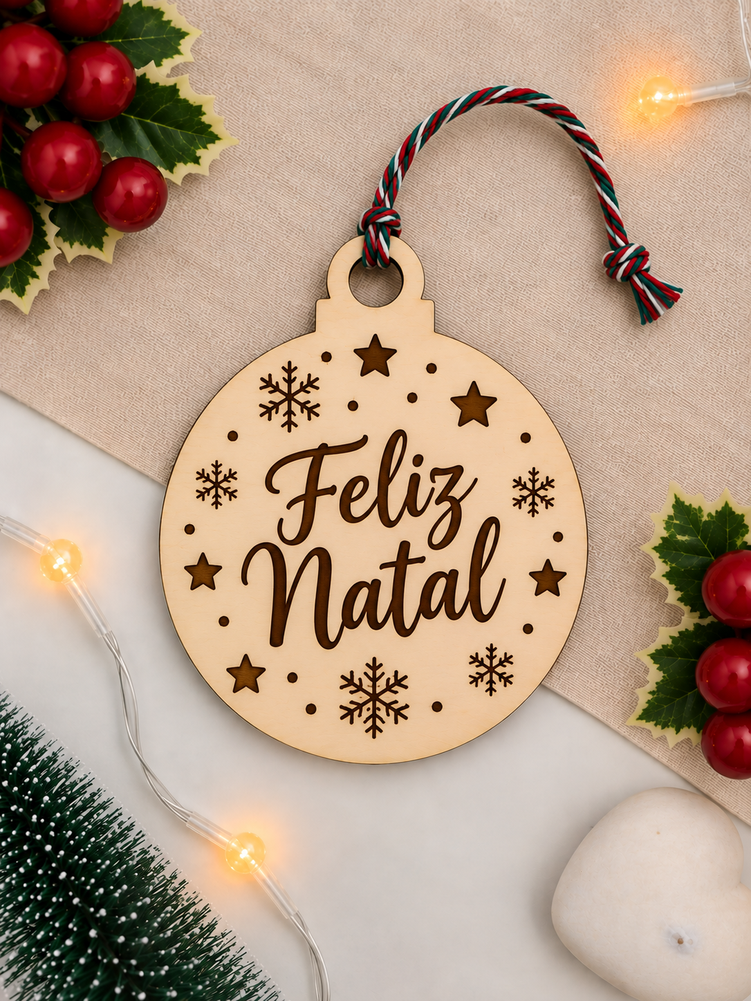 Enfeite de Natal com mensagem personalizada